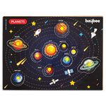 BAYBEE Toddler Solar System Wooden Puzzle for Kids,Explore The Science with Planets Infant Wooden Planet Puzzle Space Learning Educational Toy 10pcs Knob for Boys Girls 2+ Years (Planets Solar System)