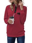 RANPHEE Women's Sweatshirts Red Casual Quilted Quarter Pullover Hoodies Sweater Long Sleeve Tops Lightweight Fashion Trendy Clothing Shirts Activewear Workout Fall Jackets XL