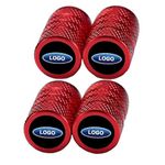 Greenworld Premium Red Metal Car Tyre Valve Cap Air Cap Car Tyre Valve Stem Cap Air Covers with Logo (Fo-ord)