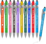 Quotes Pen, 10Pcs Inspirational Motivational Retractable Ballpoint Pens Fine Point Smooth Good Luck Messages Pen with Stylus Tip Funny Novelty Black Ink Metal Writing Pen Set for Colleagues Teachers