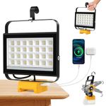 T-SUN Cordless LED Work Light for Dewalt 18V Battery, 100W Portable Jobsite Flood Light with USB Charging Port, Indoor Outdoor Flashlight Spotlight for Camping/Emergency/Garage/Repairing(No Battery)