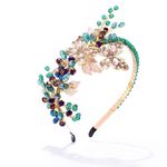 IYOU Bridal Wedding Headband Green Sparkly Crystal Hair Bands Butterfly Prom Bridesmaid Guest Hair Accessories for Women