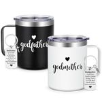 LiqCool Godparents Proposal Gift, Godmother & Godfather Mug Set with Keychain, Godparents Gift for Godmother Godfather, Will You be My Godparents Proposal, Christmas Baptism 12 Oz Black & White