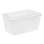 Sterilite 16668004 90 Quart/85 Liter Storage Box, Clear with a White Lid, 4-Pack