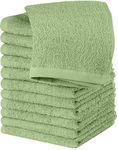 Utopia Towels Cotton Washcloths Set - 100% Ring Spun Cotton, Premium Quality Flannel Face Cloths, Highly Absorbent and Soft Feel Fingertip Towels (12 Pack, Sage Green)