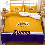 JOLEYCOR Lakers Basketball Duvet Cover Set Bedding Set for Kids Teen Boys Sports Fans Bedroom Twin Size 1 Duvet Cover with 1 Pillowcase