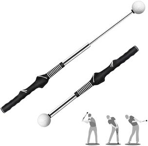 Seticek Retractable Golf Swing Training Aid,Rhythm Click Sound Warm Up Golf Swing Trainer,Golf Grip Trainer Attachment -Strength & Tempo Training for Chipping Hitting,Golf Accessories for Men