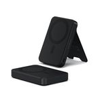 SATECHI OntheGo Power Bank, Qi2 Power Bank 10000mAh, 15W Fast Charging, Portable Battery Pack with Stand for iPhone 17, 16, 15 to 12 Series, Android – Black