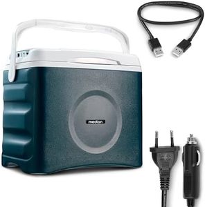 MEDION Thermoelektrische tragbare Kühlbox (25 Liter, Kühl- und Warmhaltefunktion, 12V Zigarettenanzünder 230V Netzanschluss USB - Stromversorgung, für Auto, Boot und Camping, MD10735)