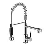 Suguword Kitchen Sink Mixer Taps Pull Down Spray Spout Brass Monobloc Kitchen Tap Chrome with Pull Out Spray High-Arch Spout Kitchen Tap