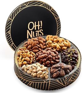 Nuts Gift Basket 7 Section Round Gift Tin | Premium Nuts Gift Tin for Special Occasions - Birthday, Anniversary, Corporate Party. For Men & Women by Oh Nuts