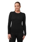 DANISH ENDURANCE Merino Wool Thermal Tops 180g/m² Midweight for Women, Extreme Warm Thermal Long Sleeve Top, Black, S