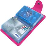 Kraptick Leather Credit Card Holder with Double-Sided Slots for Cards, Business Card Holder, ATM Card Holder for Women and Men- 24 Card Slots (Rose Red)