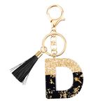 Suweibuke Fashion Black Key Chains for Women Girls, Initial Letter Keychains with Tassel, Charms for Key Handbags Backpacks, Black-d, Average