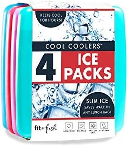 Fit + Fresh Cool Coolers Slim, Reusable Ice Packs for Lunch Bags, Beach Bags, Coolers, and More, Set of 4, Multiple Colors