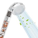 VEHHE High Pressure Shower Head, Filter Shower Head 3 Mode Boosting with Beads, Handheld Powerful Flow Showerheads Hard Water Softener with Extra Replaceable Accessories for Adult Children Pet Home
