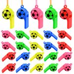 Bekecidi 25 PCS Football Whistles Kids Plastic Whistles with Lanyard Whistles Sports Kids Football Party Supplies Party Bag Filler Football Party Favours for Boy and Girls