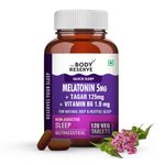 The Body Reserve Melatonin 5mg with Tagar 125mg - 120 Veg Tablets for Natural Sleep Aid, Muscle Recovery, Nerve Relaxation, and Stress Relief - Non-Habit Forming Sleep Aid for Men & Women