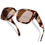 KANASTAL Tortoiseshell Over Sunglasses Womens Polarised Mens Amber Fit Over Spectacles Vintage Ladies Large Retro UV400 Protection - Leopard Brown Lens