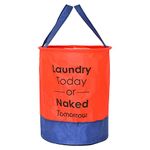 Kuber Industries Round Laundry Basket For clothes|Non Woven Laundry Bag|Foldable Toy Storage Organizer|Reinforced Handle With Sturdy Base|Capicity 45 LTR.(Red)