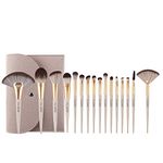 Allure Beige Pro makeup brush set of 16 with suede Pouch