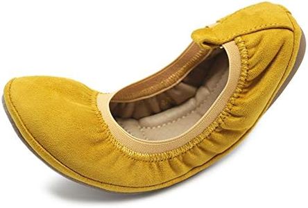 Ollio Women's Shoes Faux Suede Comfort Ballet Flat, Mustard, 7