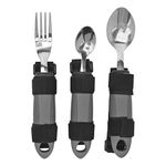 Adaptive Utensils, Easy Grip Silverware, 3Pcs Utensil Set with Serrated Knife, Bendable Fork and Spoon, Soft Built Up Handle for Weak Hands, Stroke, Arthritis, Parkinson, Elderly