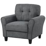 RELAX4LIFE Single Armchair, Comfy Linen Fabric Accent Chair with Removable Back Cushion, Upholstered Occasional Sofa Armchair for Living Room Bedroom Reception