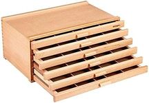 KINGART 723N Wood 6-Drawer Artist SUPPLY STORAGE BOX, 15-3/4” W x 10” D x 6-1/2” H, Natural Finish, Storage for Art Materials including Paint Tubes, Pastels, Pencils, Markers, Brushes and more