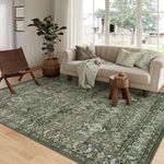 Lahome Boho Green 8x10 Area Rugs Living Room Rugs,Washable Bedroom Rug 8x10 Under Bed,Distressed Soft Non Slip Low Pile Indoor Dining Room Rug for Home Office Playroom(8'x10',Green)