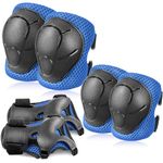 BOSONER Kids/Youth Knee Pad Elbow Pads Guards Protective Gear Set for Roller Skates Cycling BMX Bike Skateboard Inline Skatings Scooter Riding Sports (Black/Blue,Small)