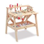 Melissa & Doug Solid Wood Project Workbench Play Building Set | STEAM Toy, Wooden Kids Work Bench, Toy Tool Bench