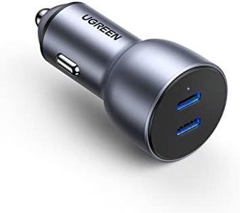 UGREEN Car Charger, 50W Dual USB C Car Charger, PD 30W 20W Car Charger Type C Compatible with iPhone 16 Pro Max/15/14/13/12/11, iPad Pro/Mini/Air, Galaxy S24 Ultra/S23/S22/S21, Pixel 8/7/6