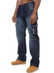 BRAND KRUZE Mens Cargo Combat Denim Jeans KZ103 Work Trousers Pants All Waist Sizes DSW 34 L Dark Blue