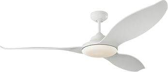 Monte Carlo 3STR60RZWD Stockton 60" Outdoor Ceiling Fan with LED Lights & Remote, 3 Blades, Matte White