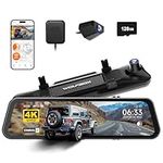 WOLFBOX G900 PRO Mirror Dash Cam with STARVIS 2 IMX678, 12 inches Rear View Mirror Camera with Front 4K and Rear 2.5K, Included 128GB Card, Voice Control, 5.8GHz WiFi, Reverse Assist, G-Sensor & GPS