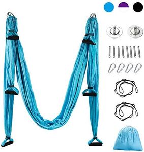 ZELUS Aerial Yoga Swing Sling Strong Yoga Hammock Kit Set Trapeze Inversion Equipment Include 2 Extensions Straps and Ceiling Mounting Kit (Blue)