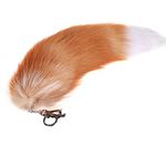 URSFUR Crystal Fox Tail Fur Bag Charm Pendant (17 Inches, silver Color Natural Tail) … (About 17inches, Gun Color with Primary Tail)