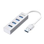 LENTION USB 3.0 Hub with 4 Type A Ports, Multiport USB Adapter, Compatible 2009-2015 MacBook Air/Pro, Surface Pro/Book, Chromebook, More, Stable Driver Certified Ultra Slim Hub(CB-H22s, Silver)