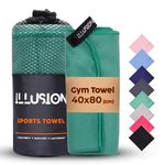 illusion Microfibre Towel for Active Sports 40x80cm - Lightweight Quick Dry Towel - Gym Towel Ideal for Dancing, Yoga, Running, Cycling (Light Green)