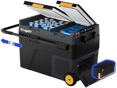 BougeRV CRD2 V2.0 49L Car Fridge and 240Wh Battery, Dual Zone 12V Compressor Freezer, Portable Refrigerator with Wheels & Aluminum Handle, 35dB, IPX4, APP Control for Camping RV -20℃~20℃ (2026 New)
