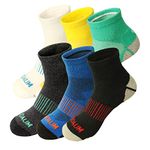 BIOAUM Men's Athletic Socks Size 10-13 - 6 Pairs Cotton Cushioned Quarter Socks for Running, Workout, Work, Multicolor(max Bottom Cushioned), Large