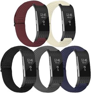 TumpCez Elastic Bands Compatible with Fitbit Charge 2 Band, Adjustable Stretchy Soft Nylon Solo Loop Replacement Strap for Fitbit Charge 2 Women Men