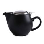 Auxmeware - Small Ceramic Teapot With Stainless Steel Infuser For Loose Tea And Blooming Tea, Heat Resistant Ceramic Tea Pot And Tea Kettle, Perfect Tea Maker, Black Teapot 350ml/12.0oz