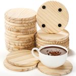 Dicunoy 24 PCS Unfinished Wood Coasters, 4 Inch Round Blank Wood Coaster for Crafts, Thick Coasters with 96 PCS Foam Knots for DIY Mosaic Coasters, Laser Cutting Engraving, Painted, Pyrography, Arts