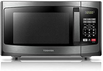 TOSHIBA EM925A5A-BS Countertop Microwave Oven, 0.9 Cu Ft With 10.6 Inch Removable Turntable, 900W, 6 Auto Menus, Mute Function & ECO Mode, Child Lock, LED Lighting, Black Stainless Steel