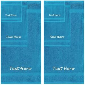 Personalized Towels Set - 6 Pack Super Soft & Absorbent Turkish Cotton Towels for Bathroom, Spa, Gym, Pool and Hotels - Includes 2 Bath Towels, 2 Hand Towels, 2 Washcloths - Turquoise Towel Set
