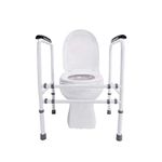 MEDITIVE Portable Metal Toilet Safety Bar With Adjustable Width And Height Detachable Tool Free Assembling For Kids, Adult, Elderly, Disabled And Pregnant Women, White