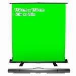 Duronic Floor Green Screen Backdrop FPS15 Projector Screens with Stand, Portable Foldable Crease-Free Projection Display Viewing Sheet Backgrounds for Projectors, Home, Office, Videos with Carry Case