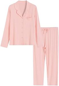 Latuza Women's Petite Pajamas Set Petite Length Shirt Pants, Light Pink, X-Large Petite